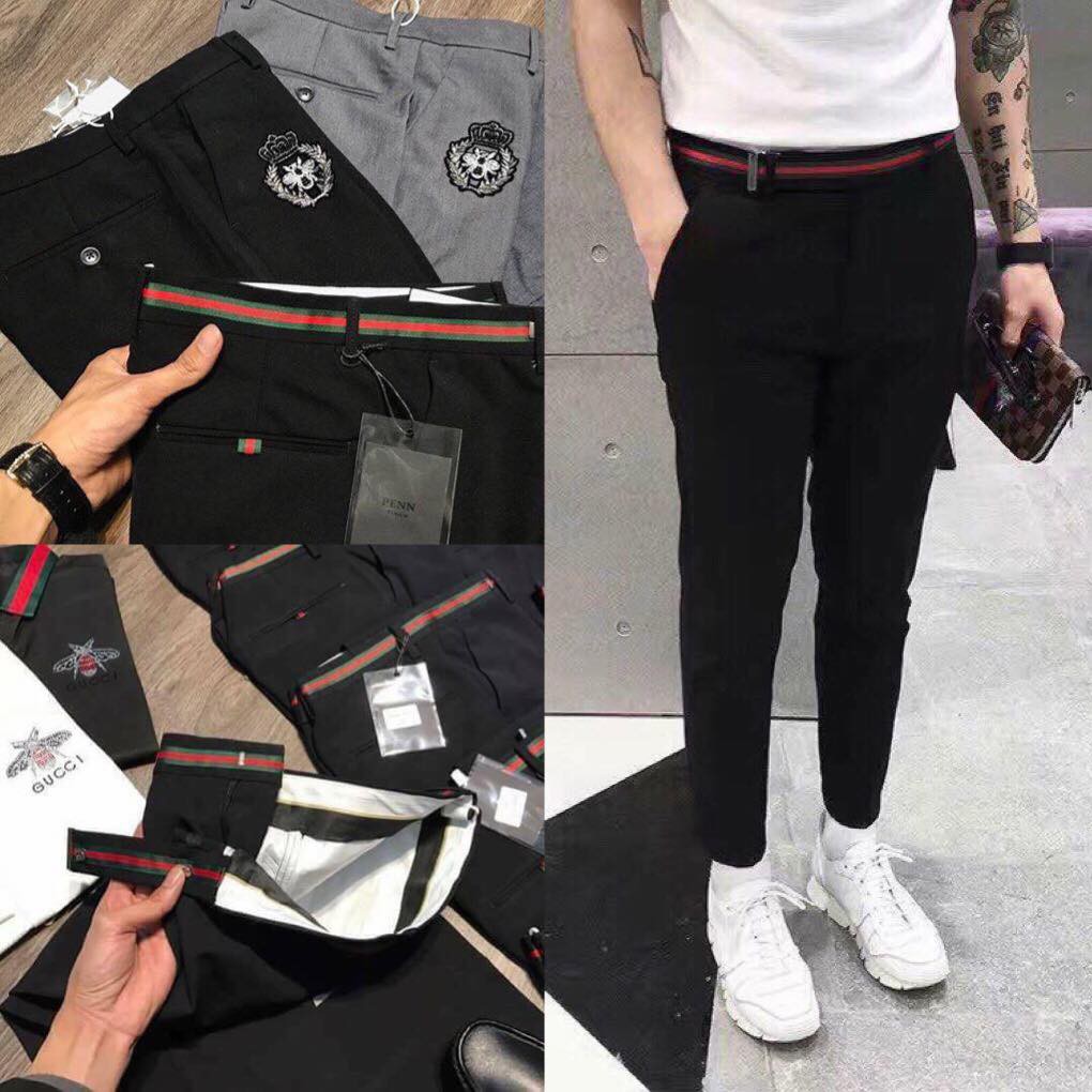 Quần âu đen Mix Cạp đỏ tặng tất ngắn cố cao cấp | BigBuy360 - bigbuy360.vn