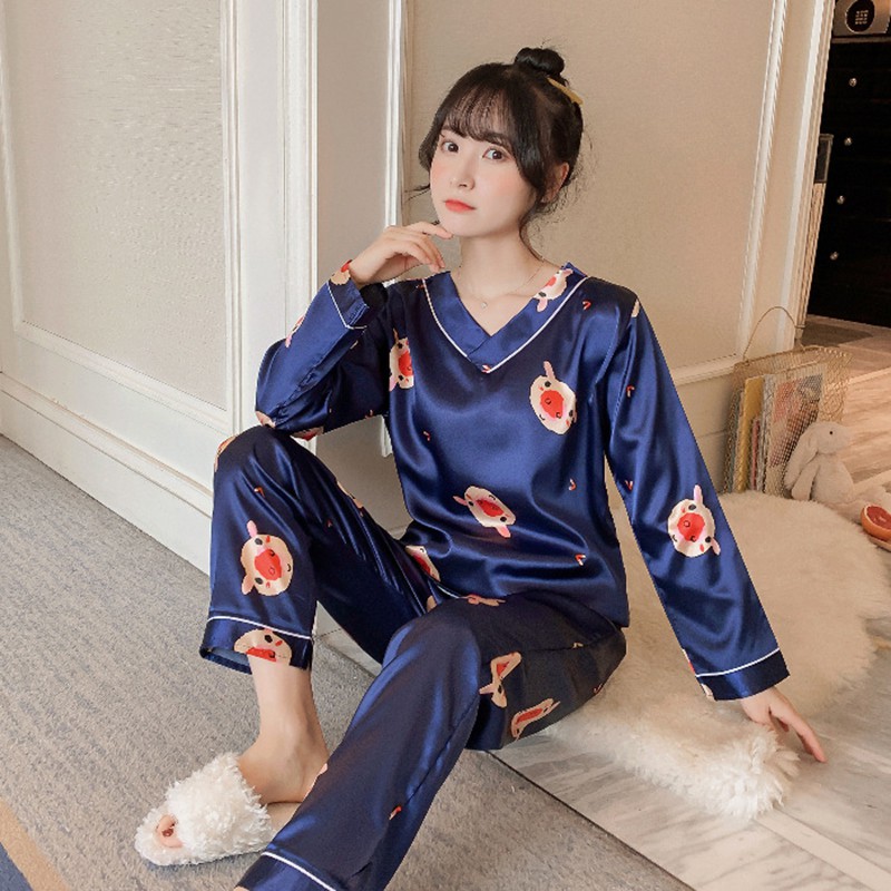 Bộ đồ ngủ pijama dài tay họa tiết chất lụa cao cấp -BNDT68 | WebRaoVat - webraovat.net.vn