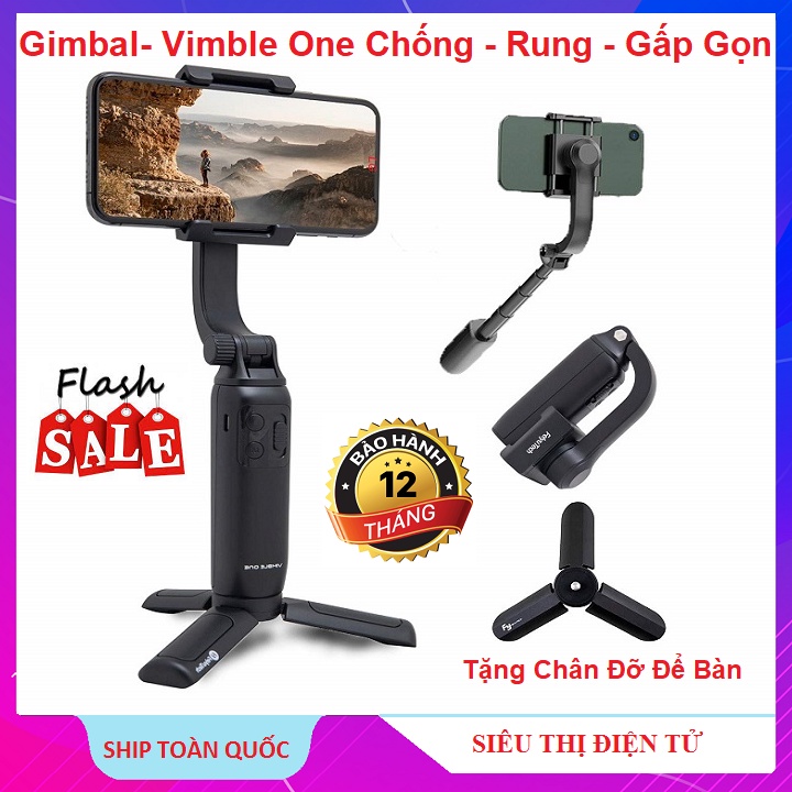 Gimbal Chống Rung, Kiêm Gậy Chụp Ảnh, Vimble One Chính Hãng Feiyu - Tặng Chân Đỡ Để Bàn - Tay Cầm Thông Minh - Gấp Gọn
