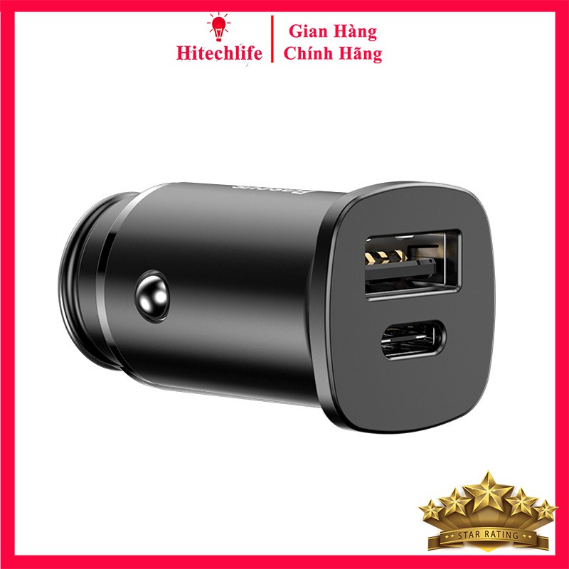 Tẩu Sạc Nhanh Ô Tô, Xe Hơi Baseus QualComm 4.0 Có Đèn Led - Tẩu Sạc Nhanh Xe Hơi Cổng Type C và USB Cho Iphone Android