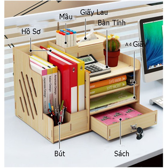 KỆ GIÁ GỖ LẮP GHÉP CÓ KHÓA ĐỂ TÀI LIỆU SÁCH