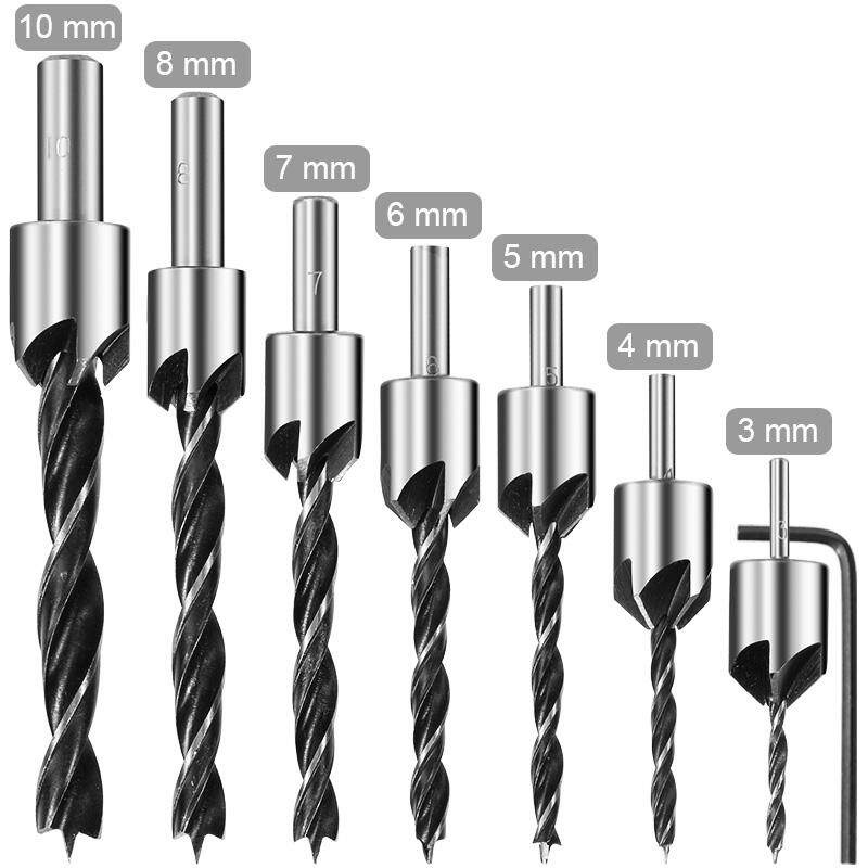 7 chiếc mũi khoan gỗ HSS 3mm-10mm 5 ngạnh
