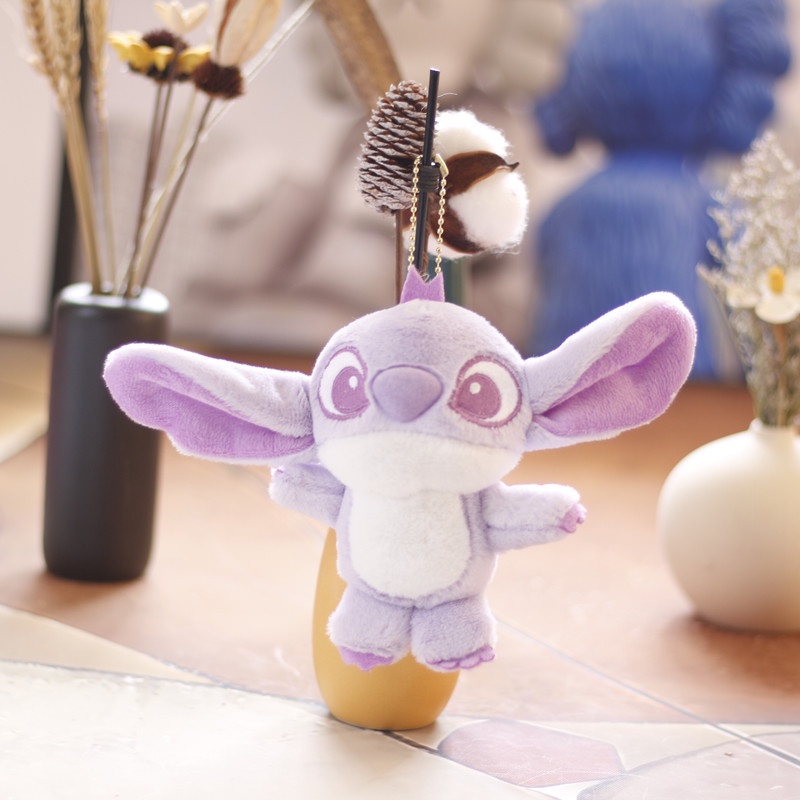 Móc Khóa Hình Stitch Nhồi Bông Màu Tím Dễ Thương