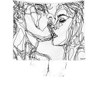 [ SẴN ] TRANH VẢI TREO TƯỜNG/thảm treo tường hoạ tiết trắng đen cá tính có tặng kèm đinh treo