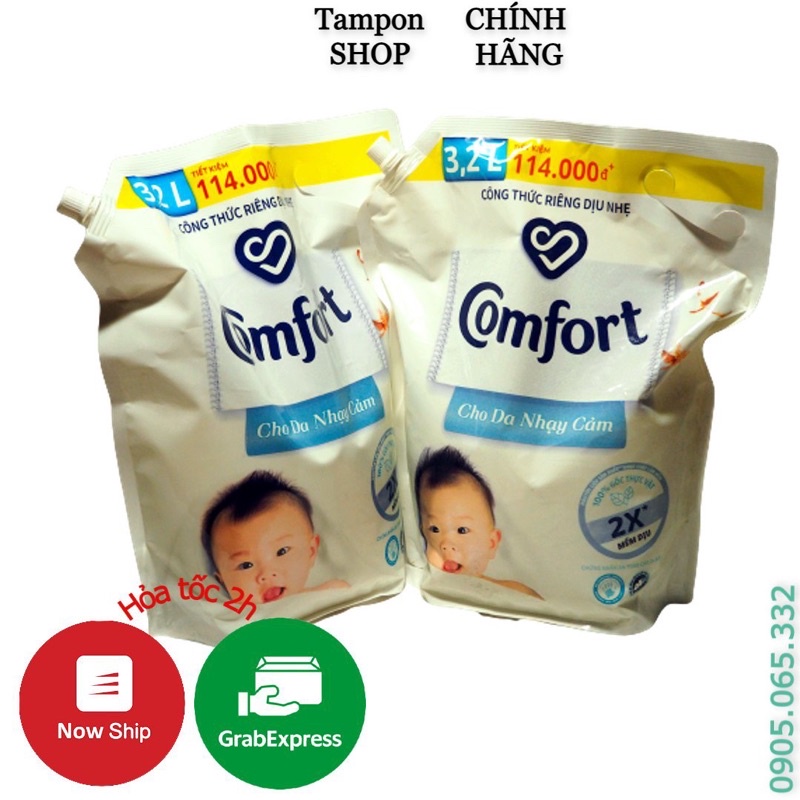 [Hỏa tốc] Nước Xả Vải Em Bé Comfort Cho Da Nhạy Cảm Túi 3.2L