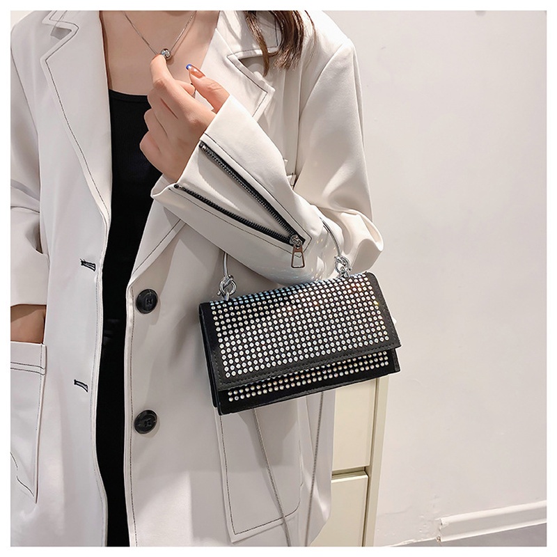 Túi Đeo Chéo Hình Vuông Nhỏ Đính Đá Đơn Giản Phối Dây Xích NB00128 Thời Trang Mùa Hè Cho Nữ