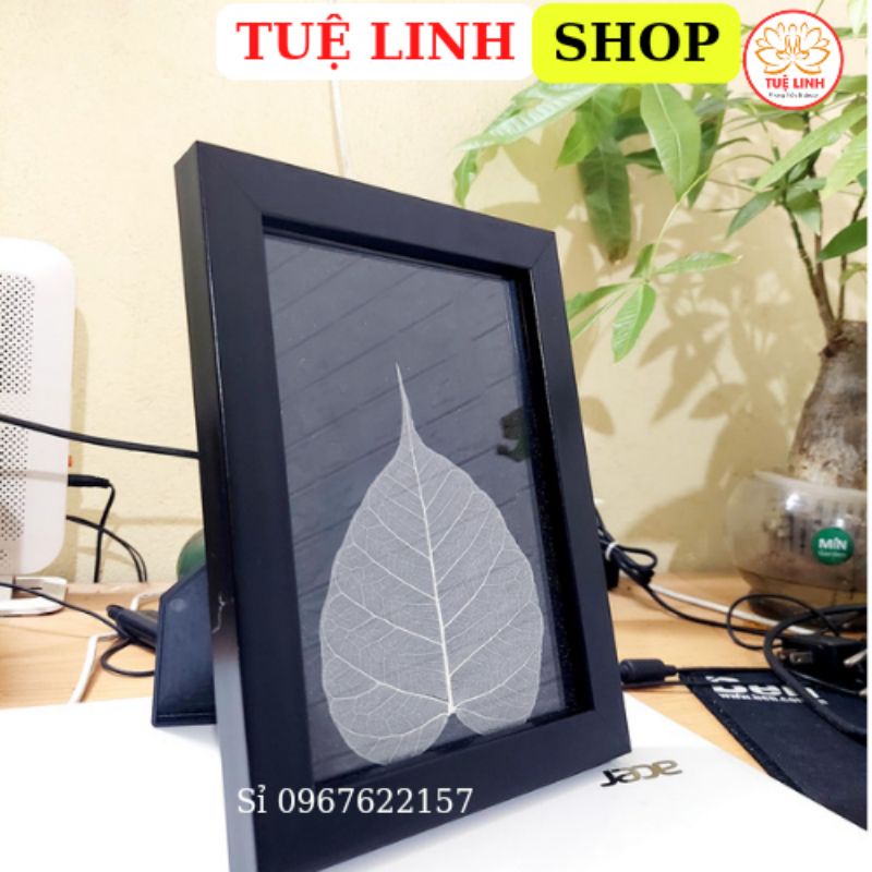 Khung Tranh Lá Bồ Đề để bàn, treo tường (Tặng giá đỡ)