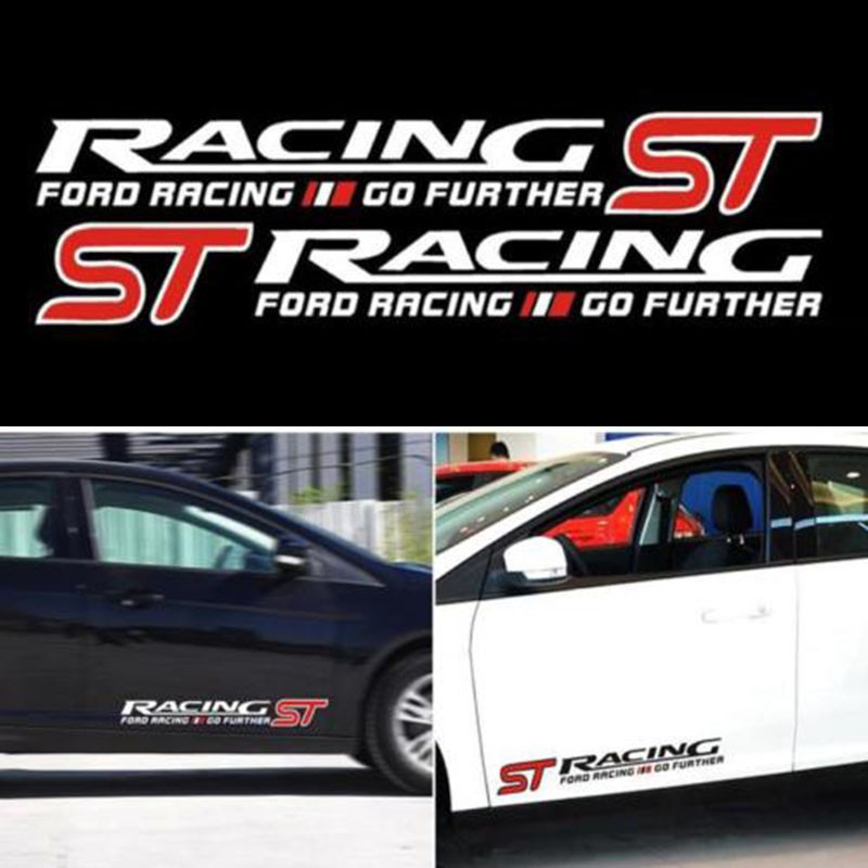 50*8cm ST RACING Cars Stickers Waist Line Door Vinyl Decal Reflective Auto Refit