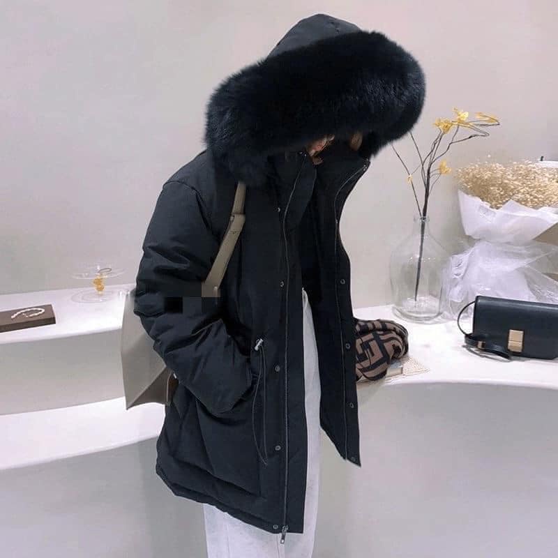 Bán sỉ áo phao mũ lông 2 màu trắng đen mã 2103 ( áo khoác- áo parka) | BigBuy360 - bigbuy360.vn