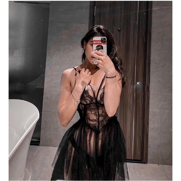 Váy ngủ xuyên thấu phối ren gợi cảm, Đồ ngủ sexy nữ cao cấp