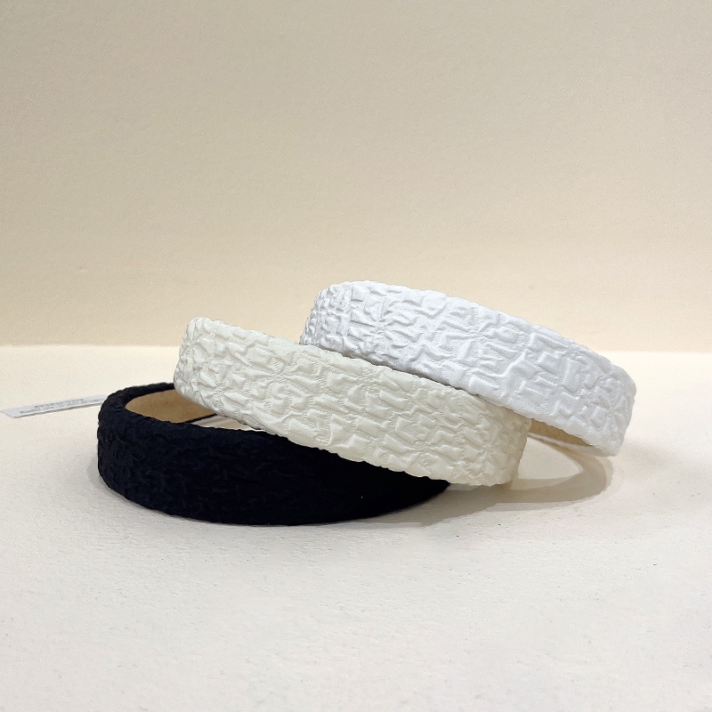 Băng Đô Cài Tóc Rửa Mặt Bằng Vải Xếp Ly Màu Trắng Dễ Thương Phong Cách Hàn Quốc Cho Nữ