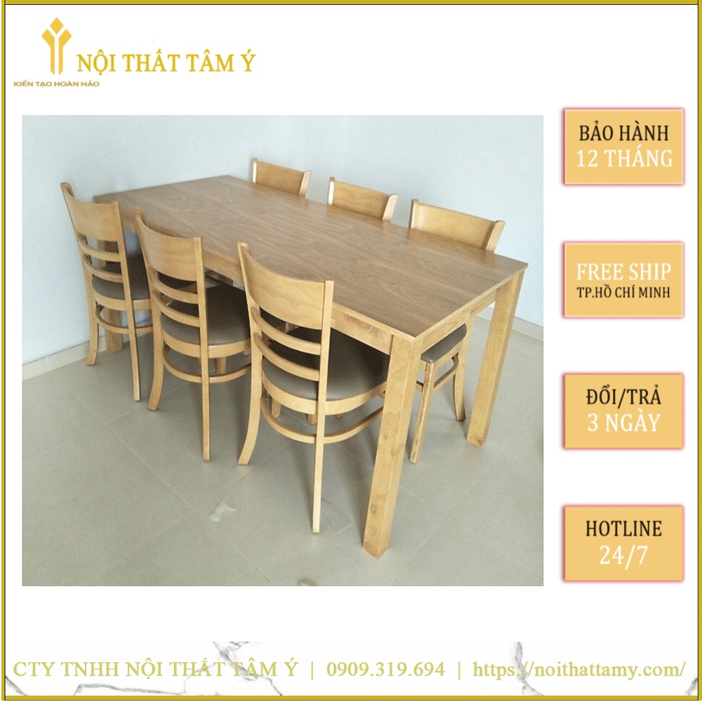 Bộ Bàn Ăn Cabin 6 ghế ✌FREE SHIP HCM✌ Bộ bàn ăn Cao cấp Thương hiệu Nội Thất Tâm Ý