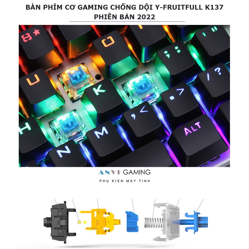 Bàn phím cơ Blue switch FOREV FV Q302 chính hãng Phím bấm cực nhạy, không rush