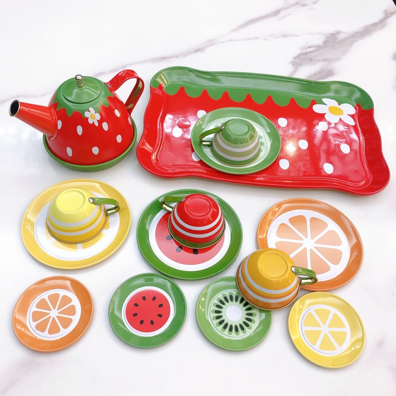 Bộ Đồ Chơi Ấm Trà / Bánh Tart / Ấm Trà Bằng Thiếc Độc Đáo Thú Vị Cho Bé Mẫu Giáo