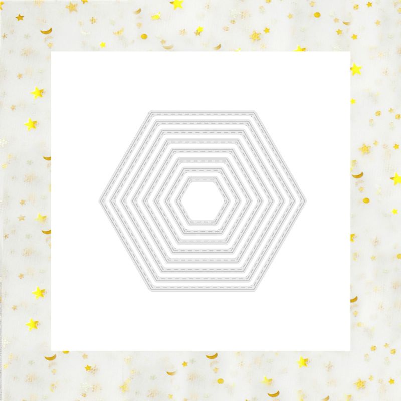 Whi Nested Hexagon Frame Metal Cutting Die for Creative Paper Art Craft Cutting Temp