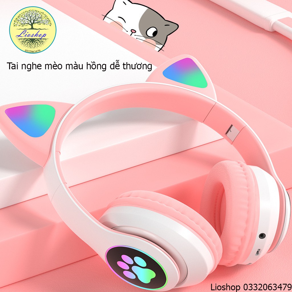 [ BÁN CHẠY ]Tai Nghe Mèo kết nối  Bluetooth, Có Micro, Âm Bass mạnh,cực dễ thương, BẢO HÀNH 6 THÁNG