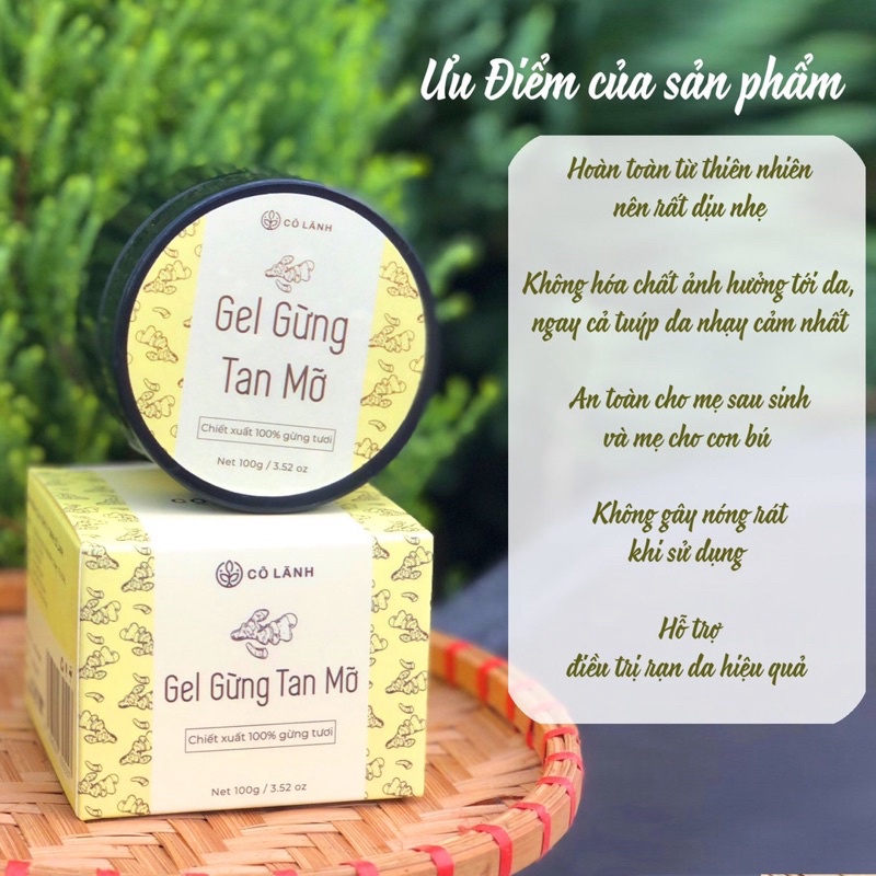 Gel Gừng tan mỡ Cỏ Lành 100G Chiết xuất 100% từ tự nhiên