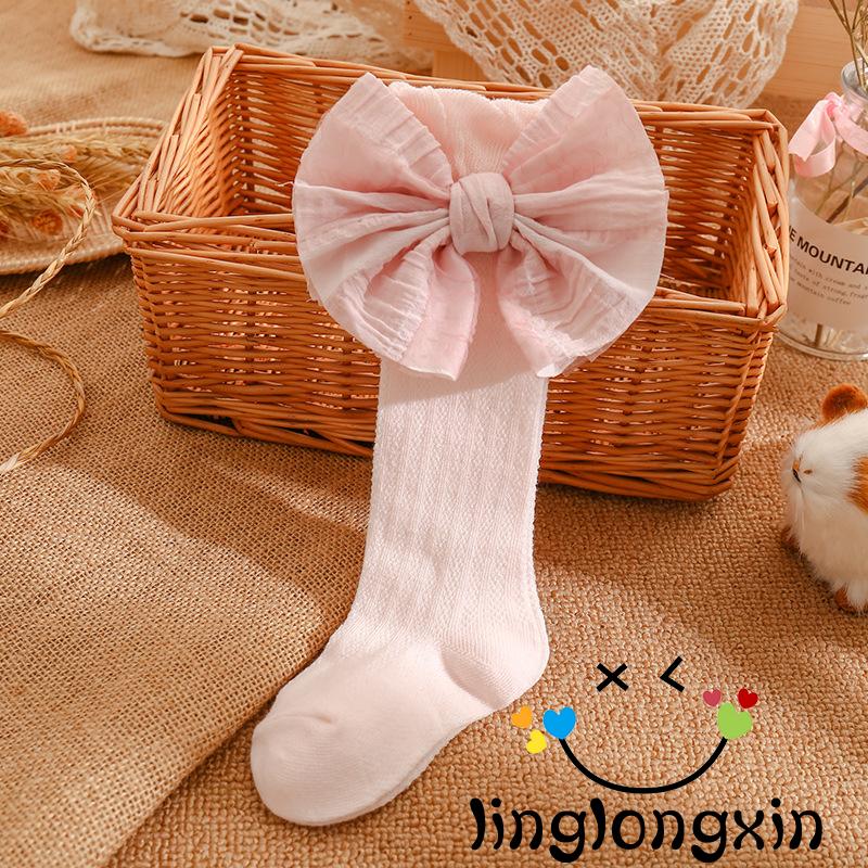 Vớ Cotton Dài Đính Nơ Đáng Yêu Cho Bé 0-3 Tuổi