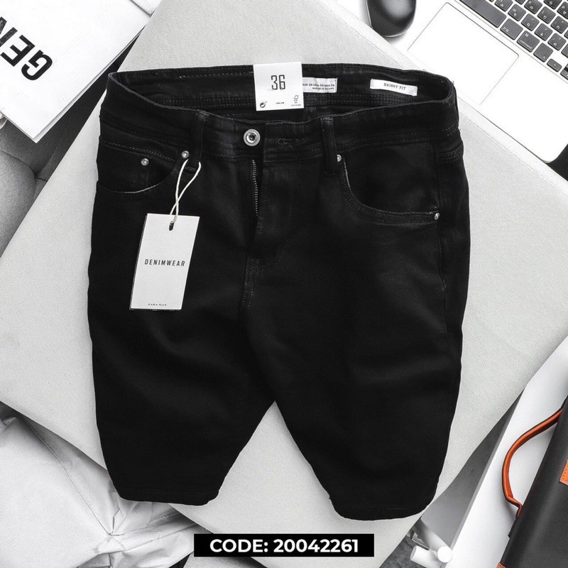 Quần short jean nam 02 màu đen trắng| Quần ngố nam jean co giản hàng cáo cấp