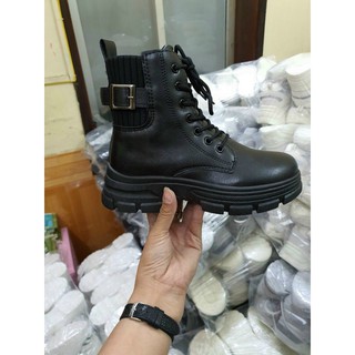 Boot chiến binh cổ cao đen trắng