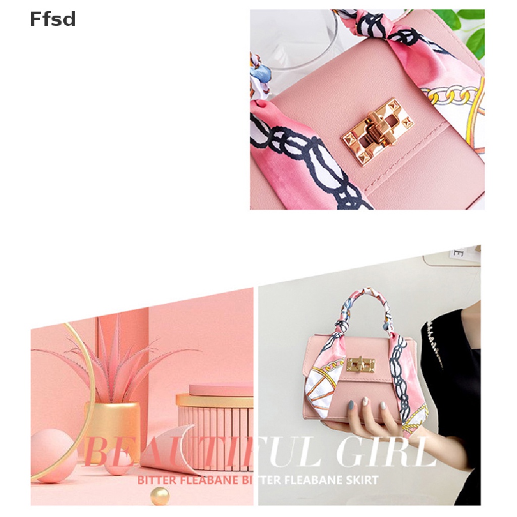 {Ffsd} Túi Xách Da PU Hình Vuông Nhỏ Nhắn Có Khóa Dây Lụa Thắt Nơ