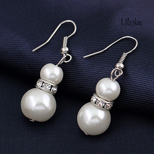 Bộ Vòng cổ + Vòng Tay + Đôi Khuyên Tai Đính Ngọc Trai Giả Sang Trọng Thời Trang Cho Nữ