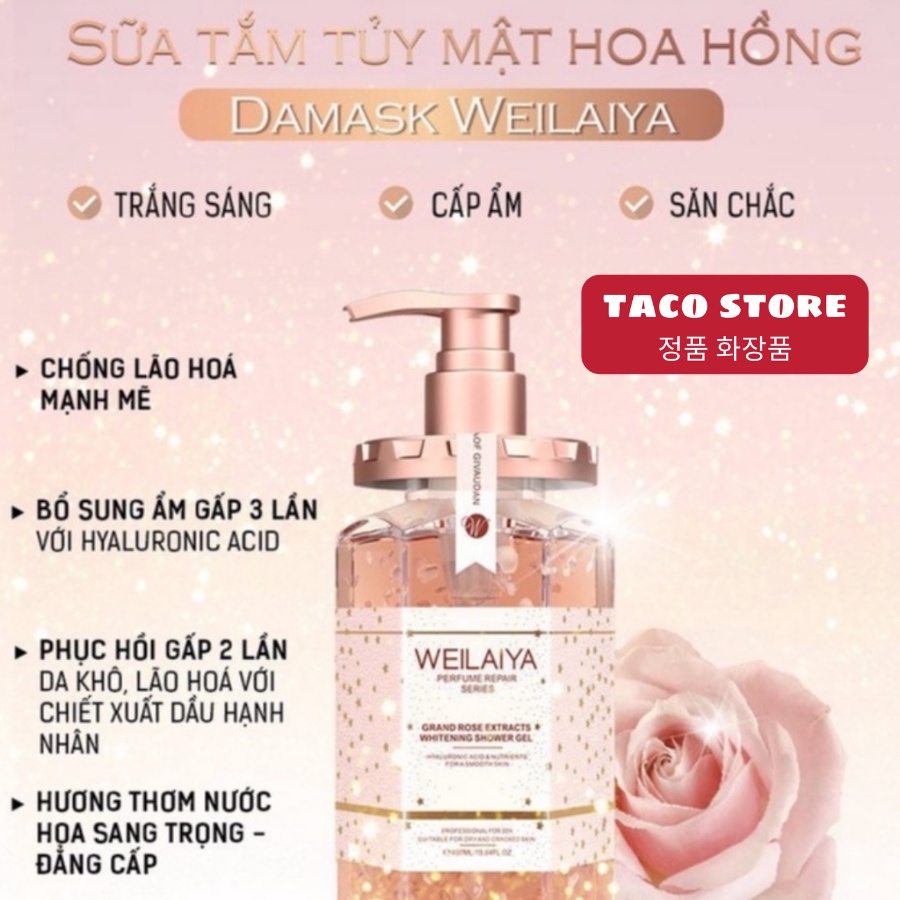 Sữa Tắm Nước Hoa Weilaiya Chính Hãng Tủy Mật Hoa Hồng Damask 450ml