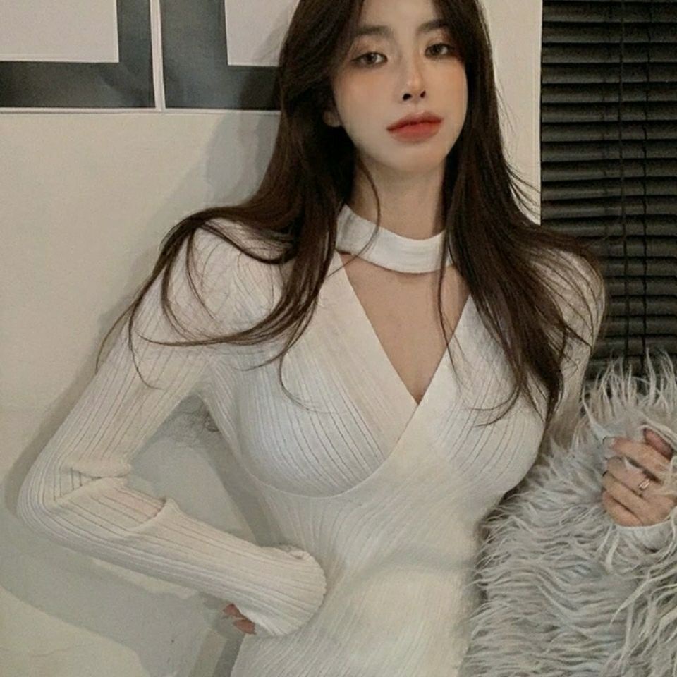 COZOK Áo sweater Tay Dài Cổ Chữ V Đan Chéo Thời Trang Cho Nữ