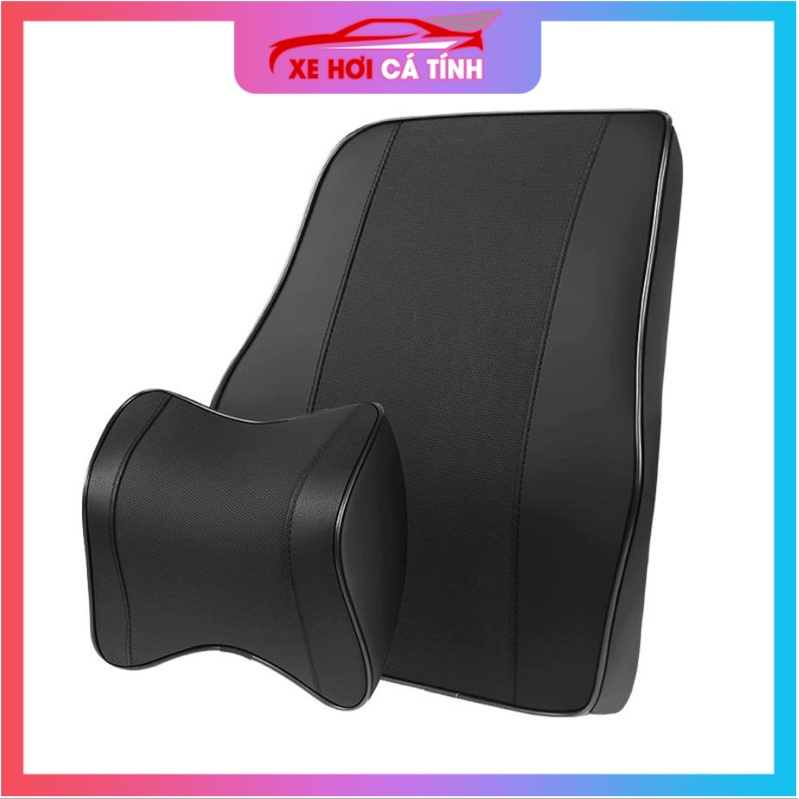 Bộ Tựa Lưng Cao Su chống mỏi khi lái xe Non Nguyên Khối Bọc Da Cao Cấp