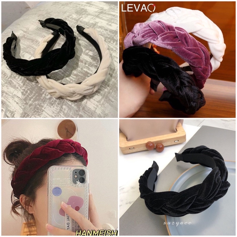 [Giá hủy diệt] [Ảnh thật] Bờm tóc tết chất liệu vải nhung sang trọng cho bé diện tết