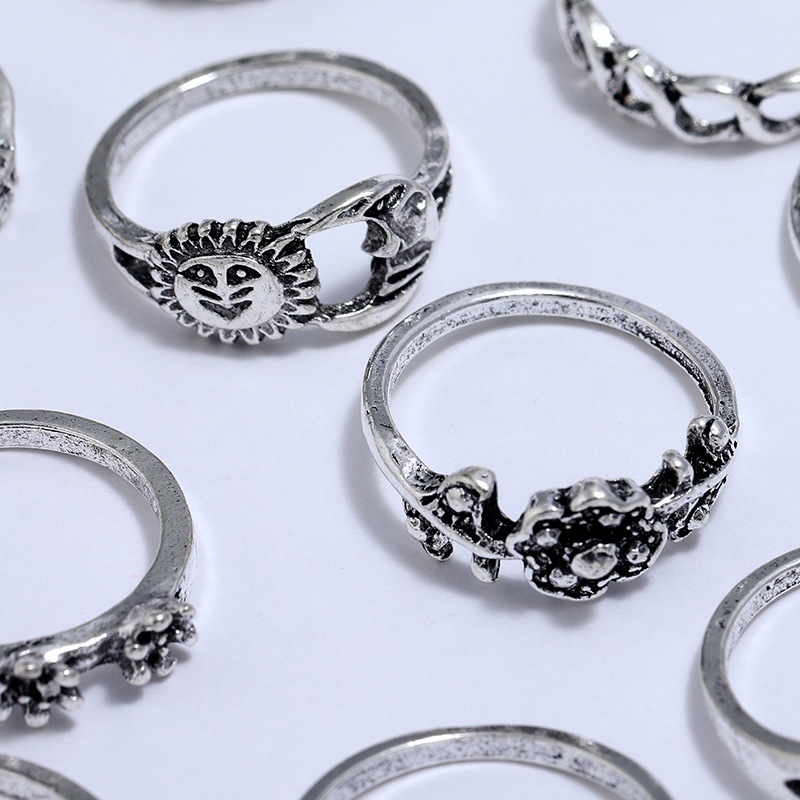 Set 11 nhẫn đeo tay phong cách retro thời trang cho nữ