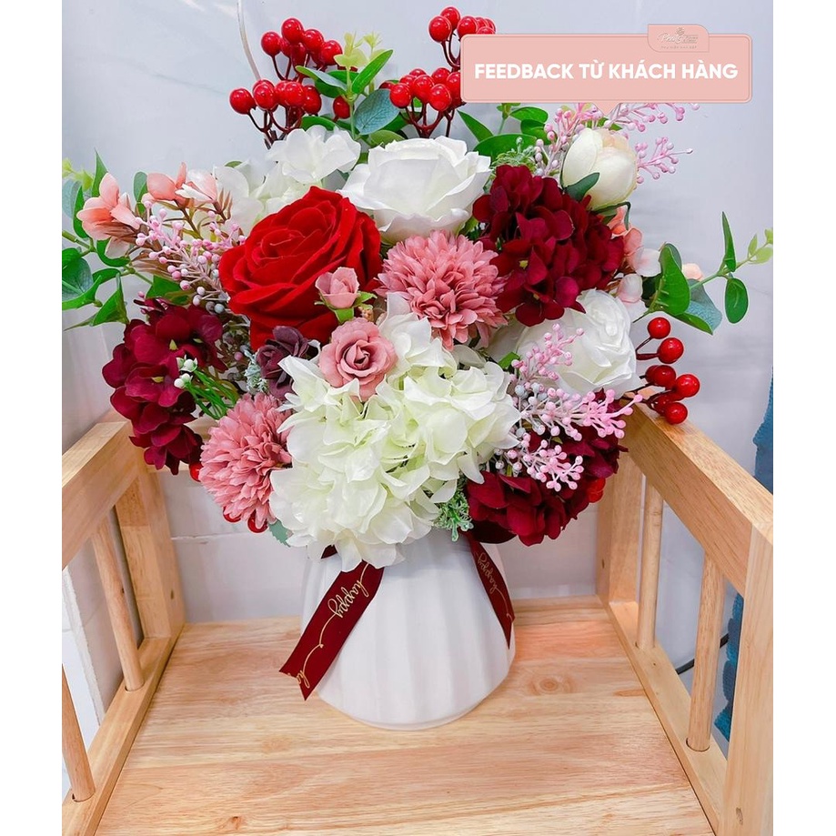 [Mã BMBAU50 giảm 7% đơn 99K] Bình hoa lụa decor trang trí phong cách hiện đại PKND FLOWERS &amp; DECOR