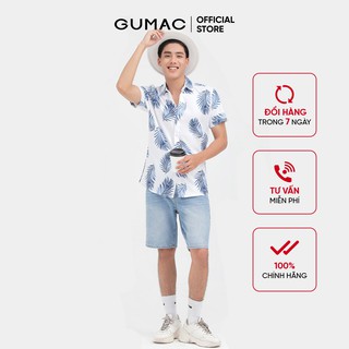 Áo sơ mi nam tay ngắn in lá cọ GUMAC ANB6111