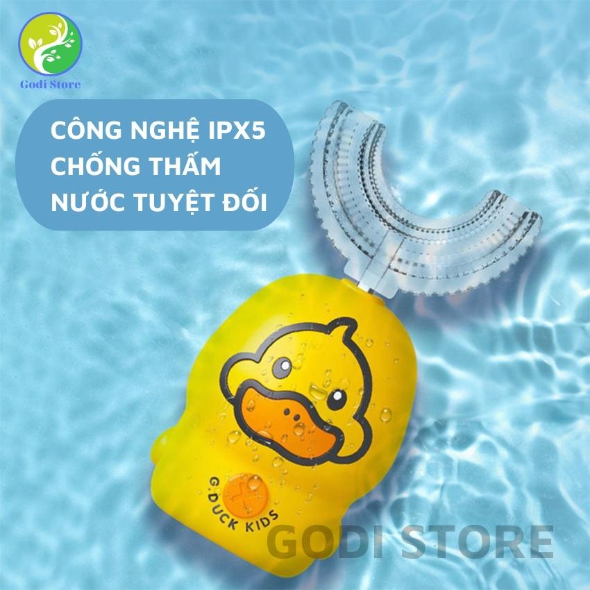 Bàn Chải Đánh Răng Điện G.Duck Vịt Vàng Cho Bé Hình Chữ U Silicon Đạt Chứng Nhận FDA Hoa Kỳ Làm Sạch 360° - G70