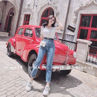 Quần bò baggy trơn siêu hót