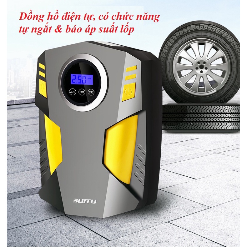 Máy Bơm Lốp ô tô xe hơi, Máy bơm lốp xe, tự động ngắt cho xe hơi, ô tô, xe tải, xe máy, xe đạp