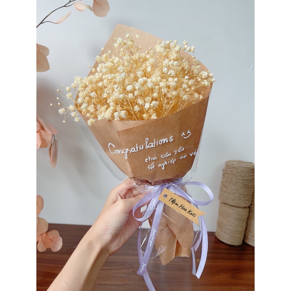 Bó hoa baby khô sinh nhật, hoa tốt nghiệp, bó hoa quà tặng ý nghĩa