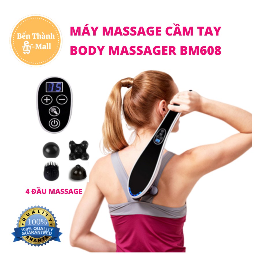 ✈️ [Freeship] MÁY MASSAGE CẦM TAY BODY MASSAGER BM608 [Màn LED hiển thị] [4 đầu massage chuyên dụng]