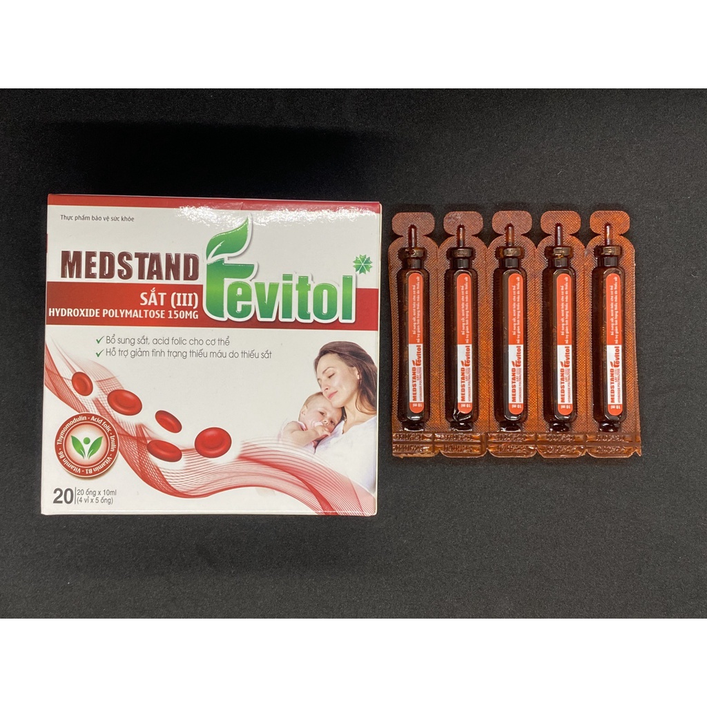 Medstand Fevitol. Bổ sung sắt và Acid folic cho bà bầu, trước sinh, sau sinh và em bé - Dạng ống siro dễ uống