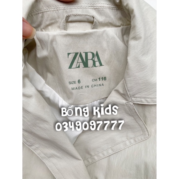 Áo TrenchCoat Bé Gái Dáng Ngắn Be Sữa ZR