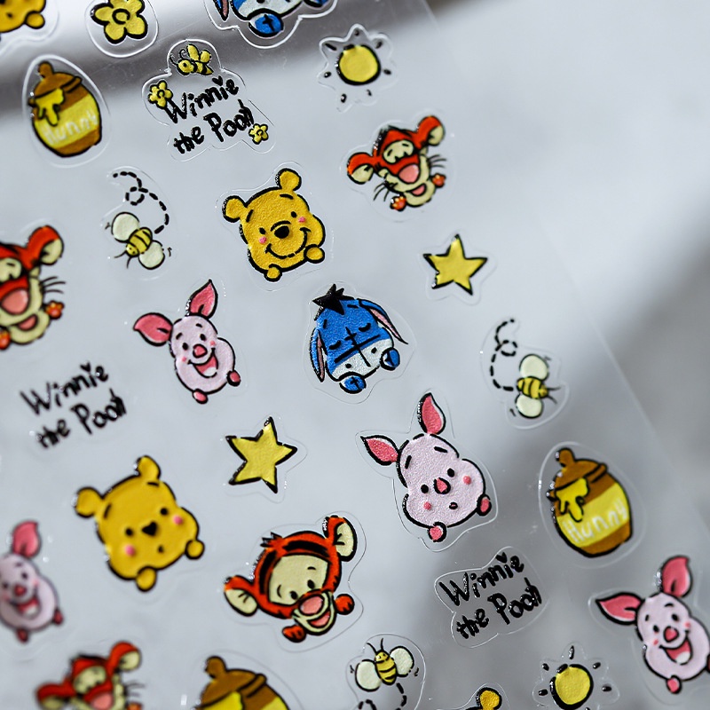 Miếng Dán Dập Nổi Họa Tiết Gấu Mật Ong 5D Trang Trí Móng Tay TS1244