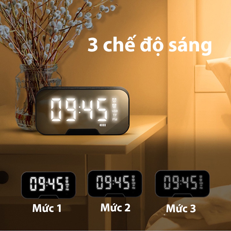 Loa Đồng Hồ Led G10 để bàn mặt gương có báo thức kèm loa Bluetooth - Bảo hành 12 tháng