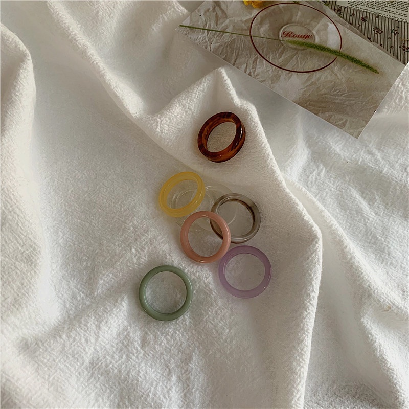 Nhẫn nhựa resin trong suốt hình tròn 17mm nhiều màu sắc phong cách hàn quốc thời trang mùa hè cho nữ