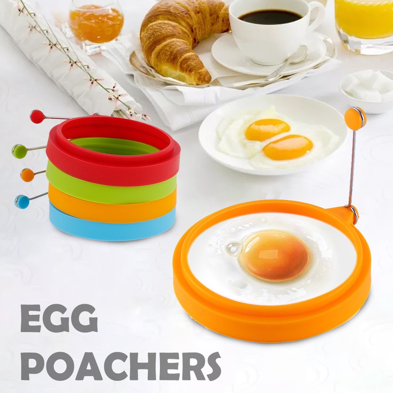 Khuôn Chiên Trứng/Làm Bánh Pancake Bằng Silicone Chống Dính Thiết Kế Tiện Lợi Dễ Dùng Cho Nhà Bếp