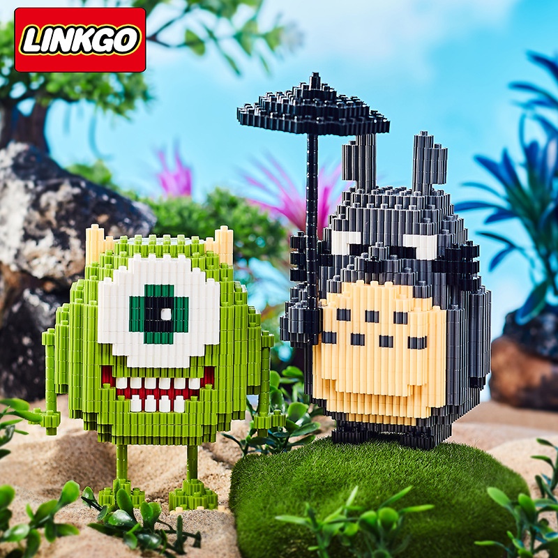 Đồ chơi lắp ráp Sulley & Totoro - Mô hình 3D LINKGO Nanoblock
