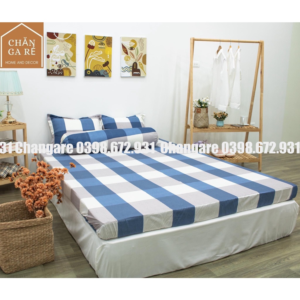 Bộ ga gối cotton poly mẫu kẻ HOT Không lỗi thời kich thước m6 m8 2m2
