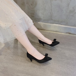 Giày nơ tiểu thư xinh 5cm cho nhân viên công sở đi làm đi chơi vừa thấp dễ đi lại siêu mềm êm