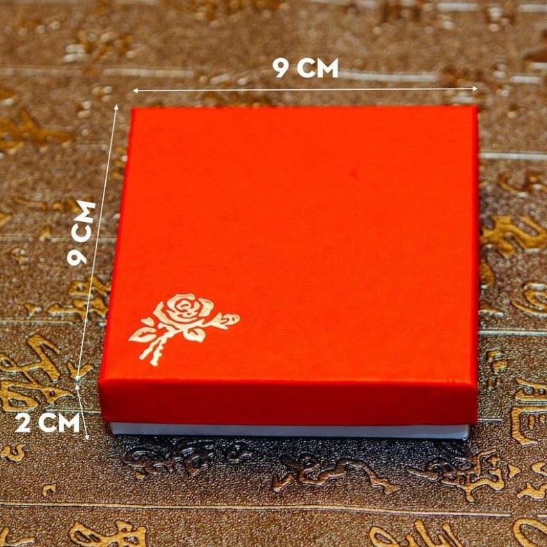 Set 100 Hộp Vuông Đỏ đựng vòng trang sức in hình hoa hồng 9x9x2 cm (Giá sỉ)
