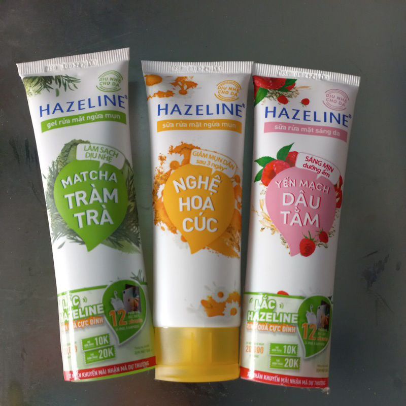 Sữa rửa mặt Hazeline matcha lựu, nghệ kiwi, matcha tràm 50g