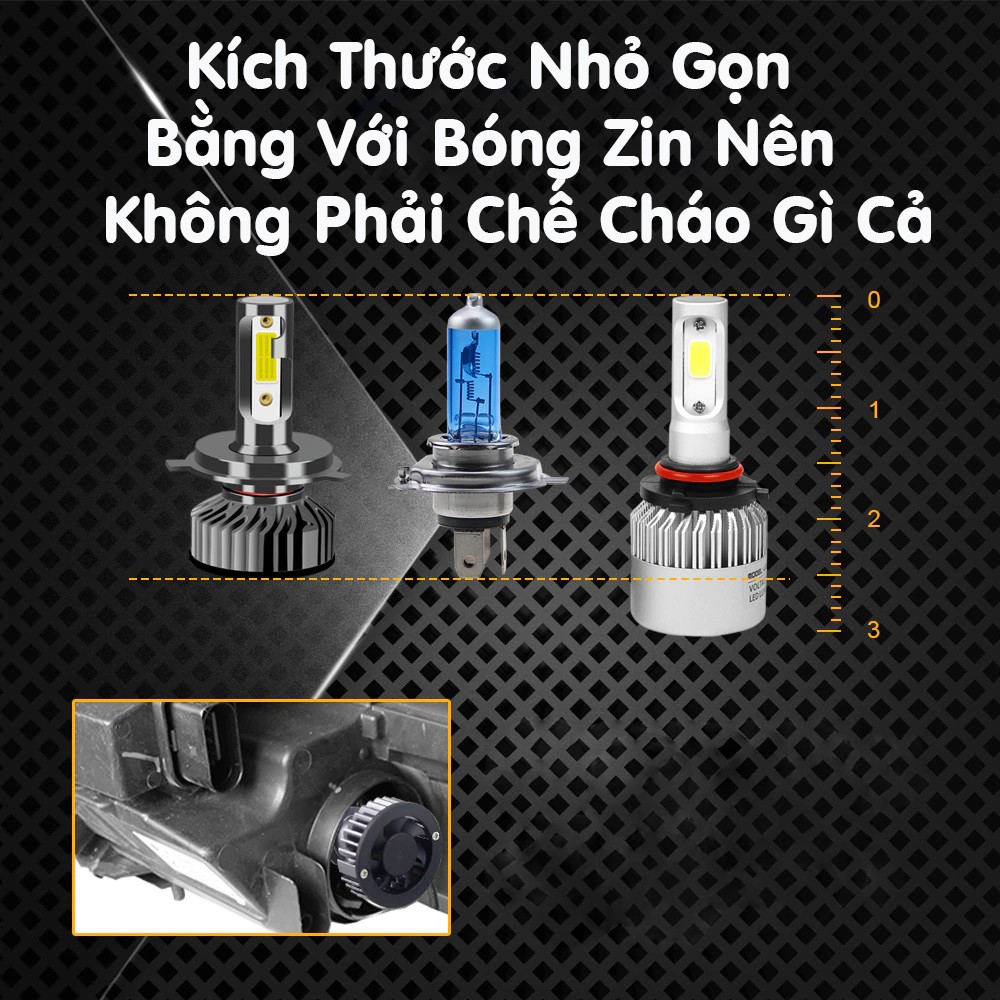 Bóng đèn led pha cos gầm ô tô tăng sáng như bi cầu xe hơi chân H1 H4 H7 H11 HB3 HB4 9005 9006 trợ sáng cho bóng halogen